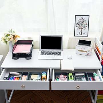 BYCY 32 PCS Desk Drawer Organizer Tool Box Organizer Office Organization, Interlocking Junk Drawer Organizers and Storage with 3 Sizes, Desk Organizers Tray for Office, Bathroom, Kitchen, Makeup