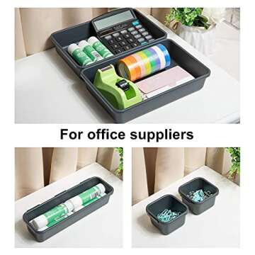 BYCY 32 PCS Desk Drawer Organizer Tool Box Organizer Office Organization, Interlocking Junk Drawer Organizers and Storage with 3 Sizes, Desk Organizers Tray for Office, Bathroom, Kitchen, Makeup