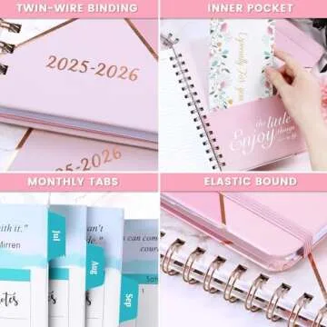 Planner 2025-2026 - July 2025 - June 2026, Academic Planner 2025-2026, 6.3" x 8.4", 2025-2026 Weekly and Monthly Planner with Tabs - Pink Marble