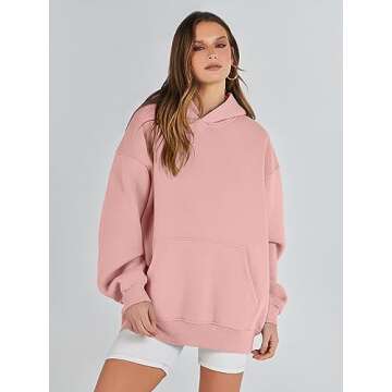 ANRABESS Oversized Sweatshirt for Women Trendy Fleece Hoodies Long Sleeve Crewneck Sweatshirts Loose Casual Pullover 2023 Fall Winter Hoodie Fashion Clothing 1203fense-L Pink