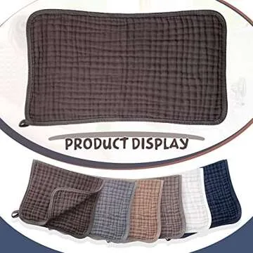 6 Pieces Large 20 x 10 Inch Muslin Multi-Colors Muslin Washcloths Burping Cloth Diapers 6 Absorbent Layers Face Towels for Baby (Simple Colors)