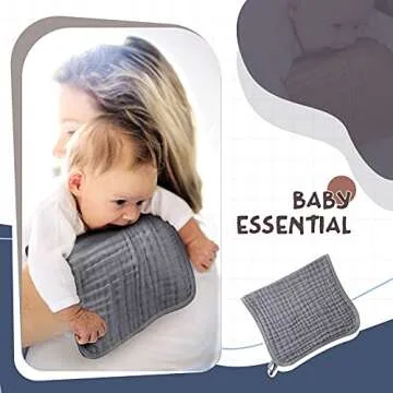 6 Pieces Large 20 x 10 Inch Muslin Multi-Colors Muslin Washcloths Burping Cloth Diapers 6 Absorbent Layers Face Towels for Baby (Simple Colors)