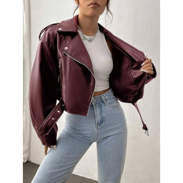 EsEiCo Women's PU Leather Fall Fashion Jacket