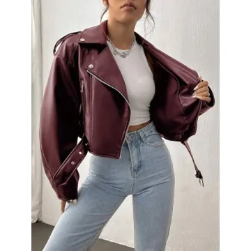 EsEiCo Women's PU Leather Fall Fashion Jacket