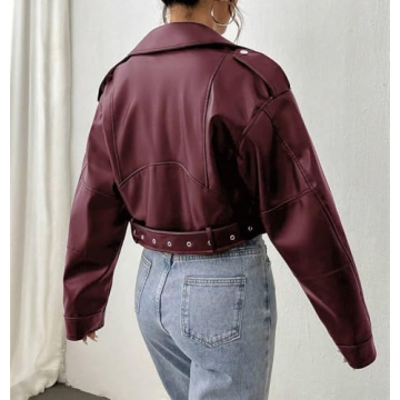 EsEiCo Women's PU Leather Fall Fashion Jacket