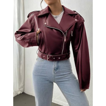 EsEiCo Women's PU Leather Fall Fashion Jacket