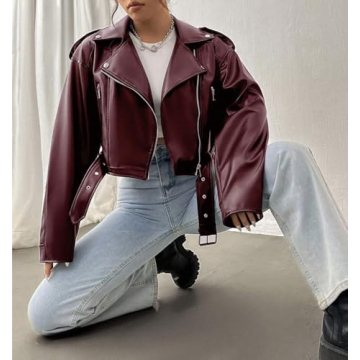 EsEiCo Women's PU Leather Fall Fashion Jacket