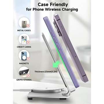 Wireless Charger 3 in 1,Aluminum Alloy Wireless Charging Stand 18W Fast Charging for iPhone 15/14/13/12/11/Pro/Max/XS/XR/X/8, iWatch9/8/7/6/5/4/3/2/SE, Airpods Pro/3/2