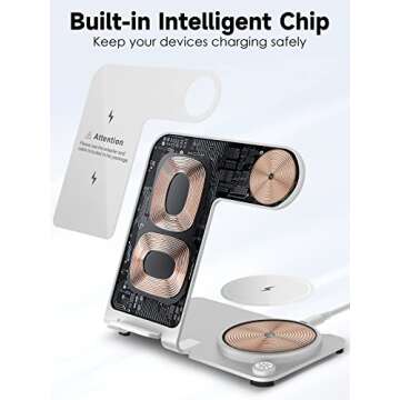 Wireless Charger 3 in 1,Aluminum Alloy Wireless Charging Stand 18W Fast Charging for iPhone 15/14/13/12/11/Pro/Max/XS/XR/X/8, iWatch9/8/7/6/5/4/3/2/SE, Airpods Pro/3/2