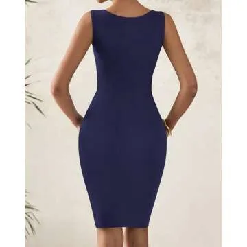 BTFBM Women's Sleeveless Bodycon Dress Summer Mini Knit