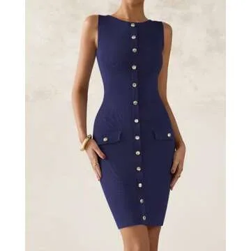 BTFBM Women's Sleeveless Bodycon Dress Summer Mini Knit