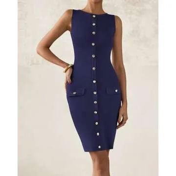 BTFBM Women's Sleeveless Bodycon Dress Summer Mini Knit