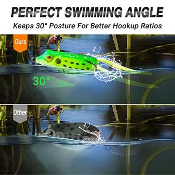 PLUSINNO Topwater Frog Fishing Lures for Bass, Super Soft Resilient Hollow Bass Lures, 5 Pcs Realist...