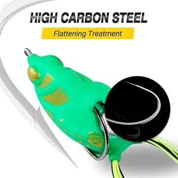 PLUSINNO Topwater Frog Fishing Lures for Bass, Super Soft Resilient Hollow Bass Lures, 5 Pcs Realistic Popping Frogs Bait Lures Kit with Tackle Box for Trout Pike Freshwater Saltwater Fishing