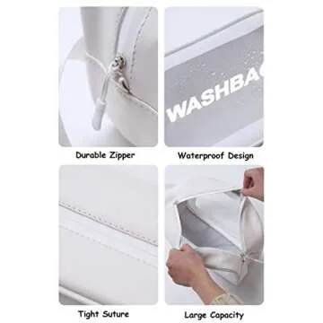 Happy L Clear Travel Bags for Toiletries, 3Pcs Portable PVC Waterproof Cosmetic Bags, Transparent Travel Storage Carry Pouch, Toiletry Bags and Cosmetics Organizer for Women Men (A-White)