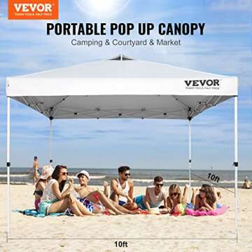 VEVOR Pop Up Canopy Tent, 10 x 10 ft, Waterproof and Sun Shelter Gazebo for Outdoor Events