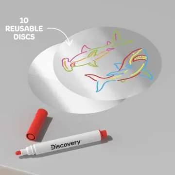 Discovery™ Doodle Projector Light Art Station – Includes 6 Dry-Erase Markers, 10 Reusable Drawing Discs, Project Drawings on Walls & Ceilings| Arts & Crafts Kit for Kids| Tracing Pad Coloring Toy Gift