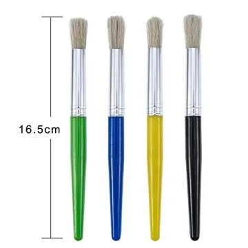 Shappy 4 Pieces Spill Proof Paint Cups in 4 Colors and 10 Pieces Assorted Colored Brushes Set