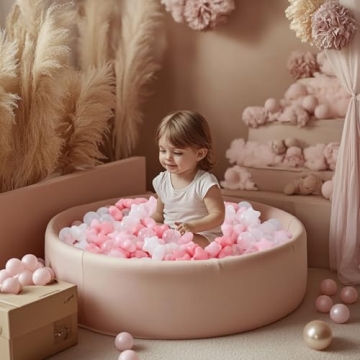 TRENDPLAY Pack of 100 Pink Ball Pit Balls, Kids Ball Pit Play Tent Ocean Ball for Toddlers Non-Toxic Balls with Durable Storage Bag, Summer Water Play (Ship from USA)