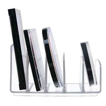 mDesign Plastic Divided Makeup Organizer for Bathroom Countertops, Vanities, Cabinets - Cosmetic Storage Solution for, Eyeshadow Palettes, Contour Kits, Blush, Face Powder - 5 Sections - Clear