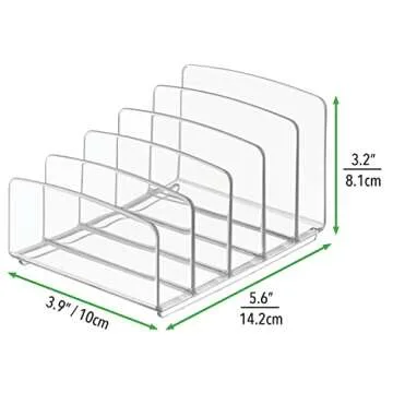 mDesign Plastic Divided Makeup Organizer for Bathroom Countertops, Vanities, Cabinets - Cosmetic Storage Solution for, Eyeshadow Palettes, Contour Kits, Blush, Face Powder - 5 Sections - Clear