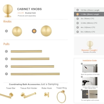 Stylish QOGRISUN Solid Brass Cabinet Knobs for Every Home