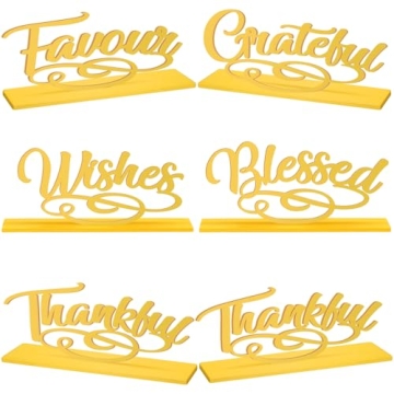 Hoolerry 6 Pieces Fall Letter Table Sign Blessed Thankful Grateful Wooden Sign for Home Decor Thanks...