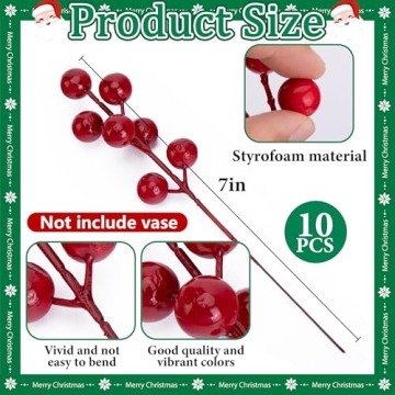 Watayo 45 Pcs Christmas Artificial Pine and Berry Stems