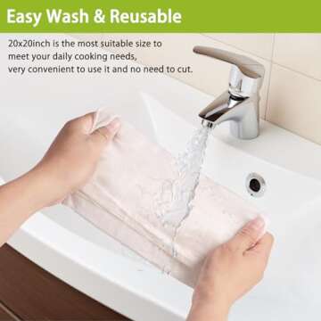 Olicity Cheese Cloths, 2PCS, Double-Layer, 20x20Inch, Reusable Grade 90 Cheese Cloth Bag for Straining, Hemmed Unbleached Cotton Precut Fine Mesh Muslin Cheesecloth for Juicing, Butter, Canning