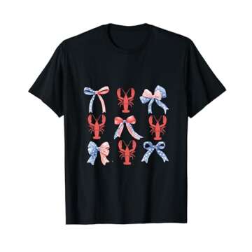 Pink Bows Cute Coquette Crawfish y2k Clean Girl Aesthetic T-Shirt