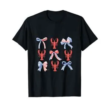 Pink Bows Cute Coquette Crawfish y2k Clean Girl Aesthetic T-Shirt