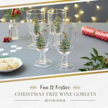 Spode Christmas Tree Goblets - Set of 4 Elegantly Designed Drinkware