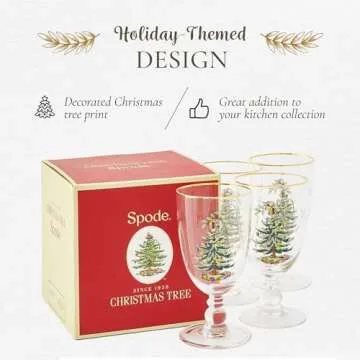 Stunning Spode Christmas Tree Goblets Set of 4
