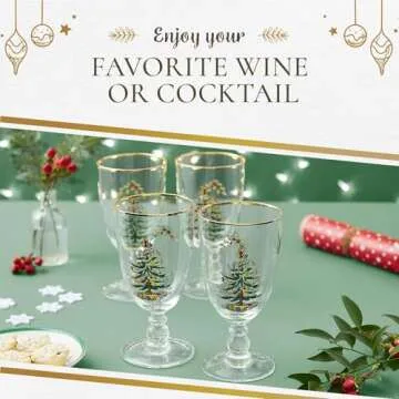 Stunning Spode Christmas Tree Goblets Set of 4