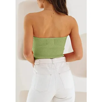 EFAN Womens Twist Knot Tube Top Light Green Summer Wear