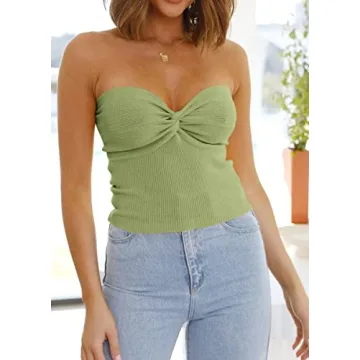 EFAN Womens Twist Knot Tube Top Light Green Summer Wear