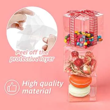 VGOODALL Clear Boxes for Treats, 3 x 3 x 3 inches, 45 Pack, Transparent Favor Boxes for Wedding, Baby Shower, Party Treats