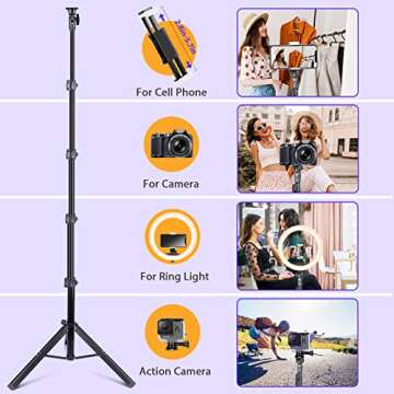 Torjim 67" Phone Tripod & Camera Stand for Content Creators
