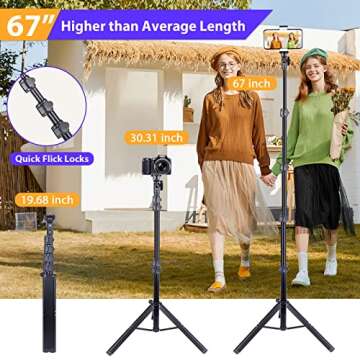 Torjim 67" Phone Tripod & Camera Stand for Content Creators