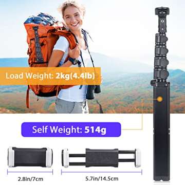 Torjim 67" Phone Tripod & Camera Stand for Content Creators