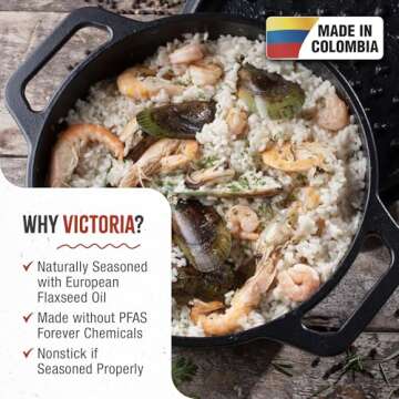 Victoria 4-Quart Cast Iron Dutch Oven with Lid and Dual Loop Handles, Seasoned with Flaxseed Oil, Ma...