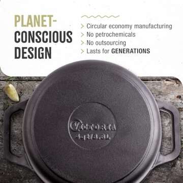 Victoria 4-Quart Cast Iron Dutch Oven with Lid and Dual Loop Handles, Seasoned with Flaxseed Oil, Made in Colombia,Black