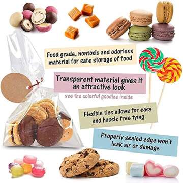 XLSFPY Clear Cellophane Bags 100PCS for Treats