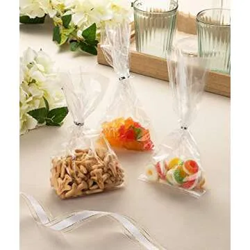XLSFPY Clear Cellophane Bags 100PCS for Treats