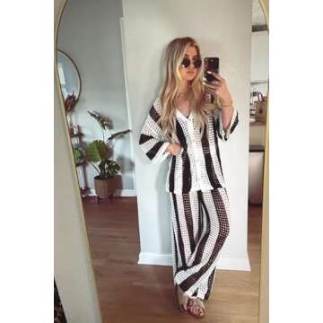 NIFTRIRY Women Crochet 2 Piece Outfit for Vacation Style