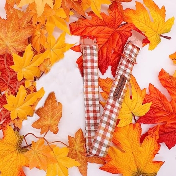 Elegant Little Tail Fall Dog Collar - Autumn Adjustable Yellow Plaid for Dogs