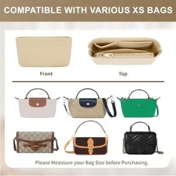 KOMHPS Bag Organizer Insert for Tote Bag, Felt Purse Organizer Handbag Backpack Compatible with Longchamp, Le Pliage, LV, Coach