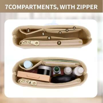 KOMHPS Bag Organizer Insert for Tote Bag, Felt Purse Organizer Handbag Backpack Compatible with Longchamp, Le Pliage, LV, Coach