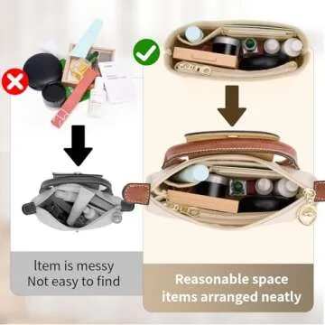 KOMHPS Bag Organizer Insert for Tote Bag, Felt Purse Organizer Handbag Backpack Compatible with Longchamp, Le Pliage, LV, Coach
