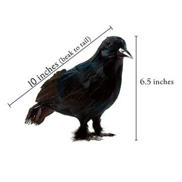 Prextex Crows Halloween Decoration - Black Bird Fall Decor, Witch Decor, Artificial Birds Gothic Hom...